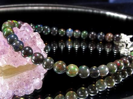 ブラックオパール ブレスレット カット 遊色 ダークカラー