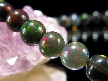 ブラックオパール ブレスレット カット 遊色 ダークカラー