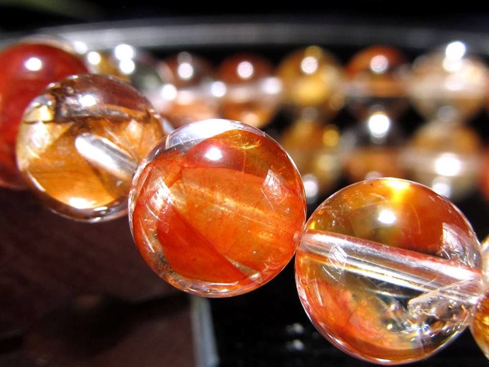 ライモナイトインクォーツ シンフォニックオーロラクォーツ 褐鉄鉱入り水晶 ブレスレット
