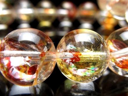 ライモナイトインクォーツ ブレスレット 褐鉄鉱 水晶 貫入