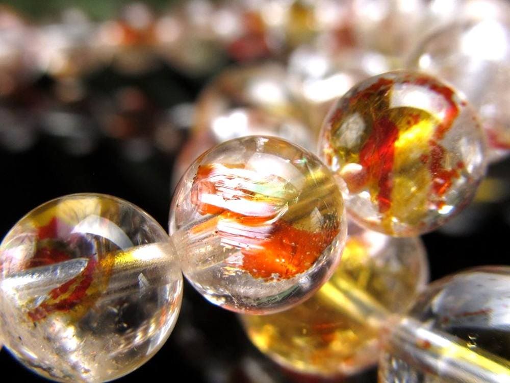 ライモナイトインクォーツ ブレスレット 褐鉄鉱 水晶 貫入