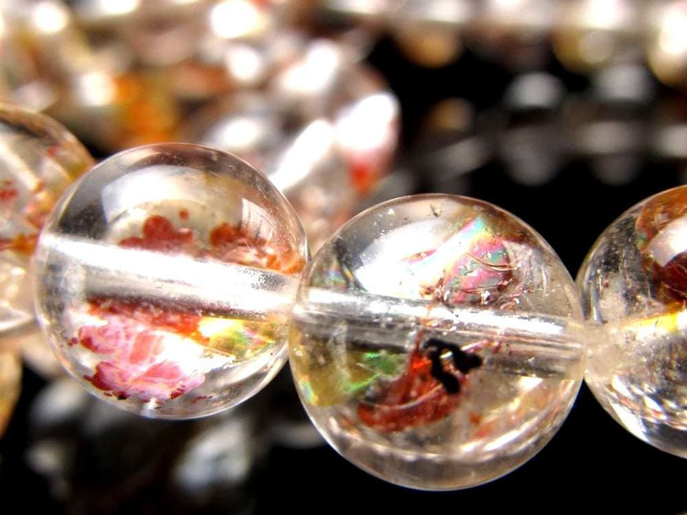 ライモナイトインクォーツ ブレスレット 褐鉄鉱 水晶 貫入