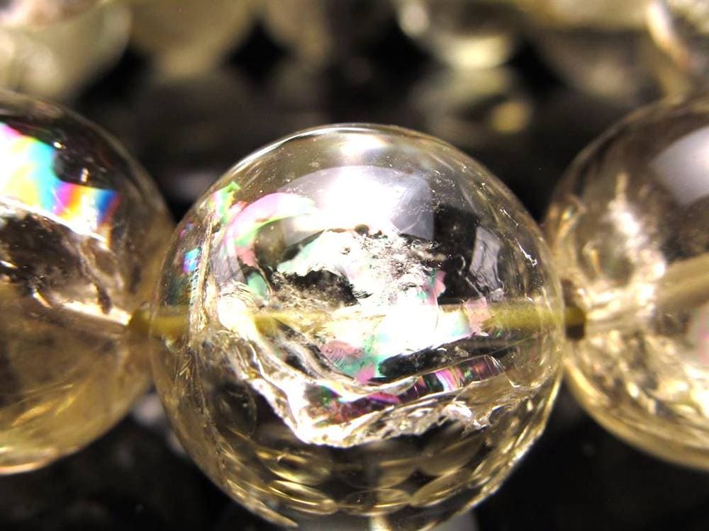 レモンクォーツ ブレスレット アイリス 黄水晶 虹入り