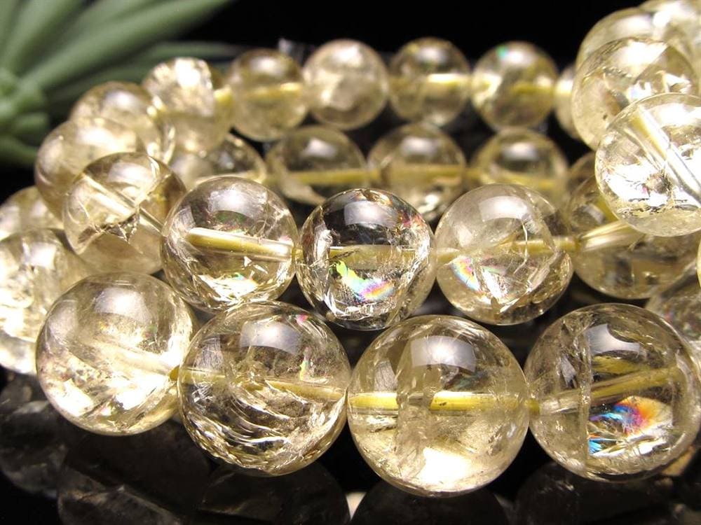 レモンクォーツ ブレスレット アイリス 黄水晶 虹入り