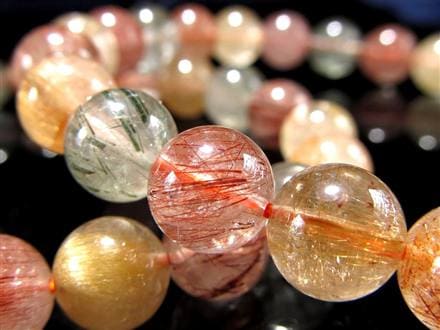 MIXルチルクォーツ ブレスレット キャッツアイ ルチルクォーツ ラビットヘア