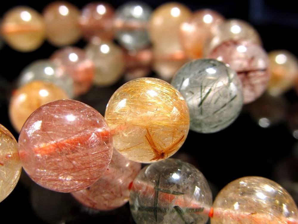 MIXルチルクォーツ ブレスレット キャッツアイ ルチルクォーツ ラビットヘア