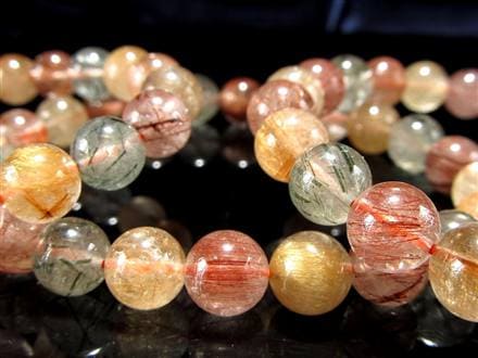 MIXルチルクォーツ ブレスレット キャッツアイ ルチルクォーツ ラビットヘア