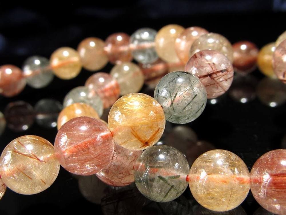 MIXルチルクォーツ ブレスレット キャッツアイ ルチルクォーツ ラビットヘア