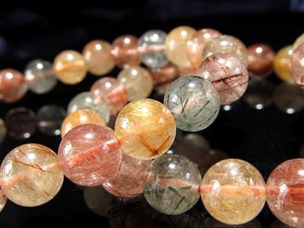 MIXルチルクォーツ ブレスレット キャッツアイ ルチルクォーツ ラビットヘア