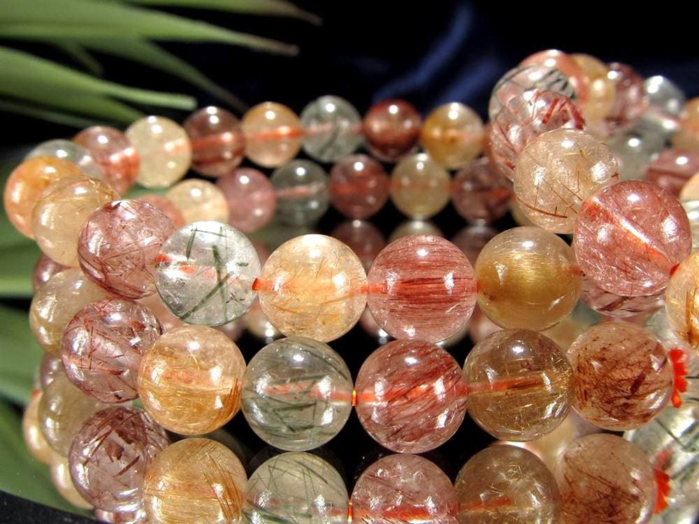 MIXルチルクォーツ ブレスレット キャッツアイ ルチルクォーツ ラビットヘア