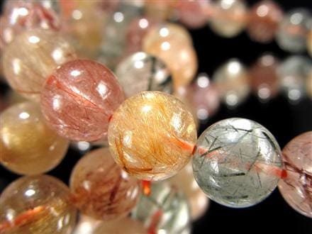 MIXルチルクォーツ ブレスレット キャッツアイ ルチルクォーツ ラビットヘア