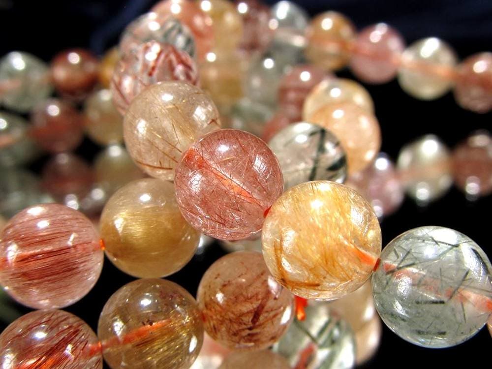 MIXルチルクォーツ ブレスレット キャッツアイ ルチルクォーツ ラビットヘア