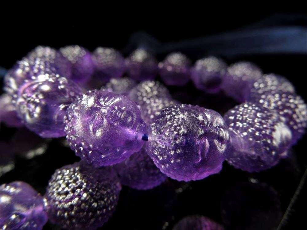 アメジスト 紫水晶 ブレスレット 受験のお守り 首大仏
