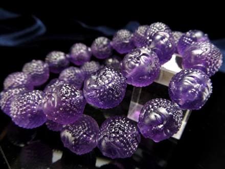 アメジスト 紫水晶 ブレスレット 受験のお守り 首大仏