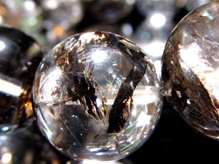 エレスチャルクォーツ 骸骨水晶 ブレスレット グラファイト パワーストーン