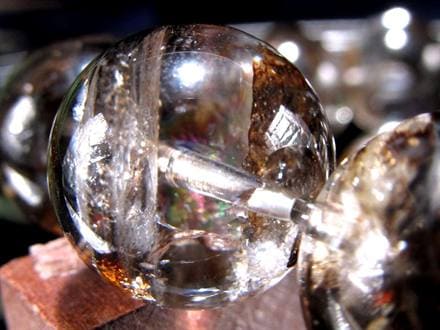 エレスチャルクォーツ 骸骨水晶 ブレスレット グラファイト パワーストーン