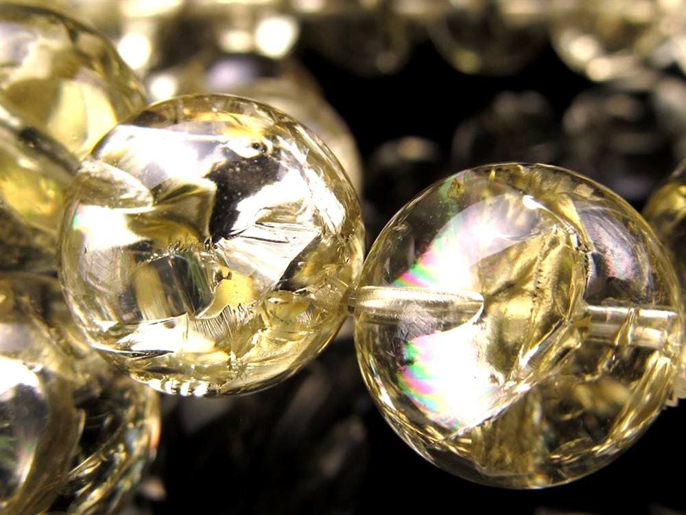 レモンクォーツ ブレスレット アイリス 黄水晶 虹入り