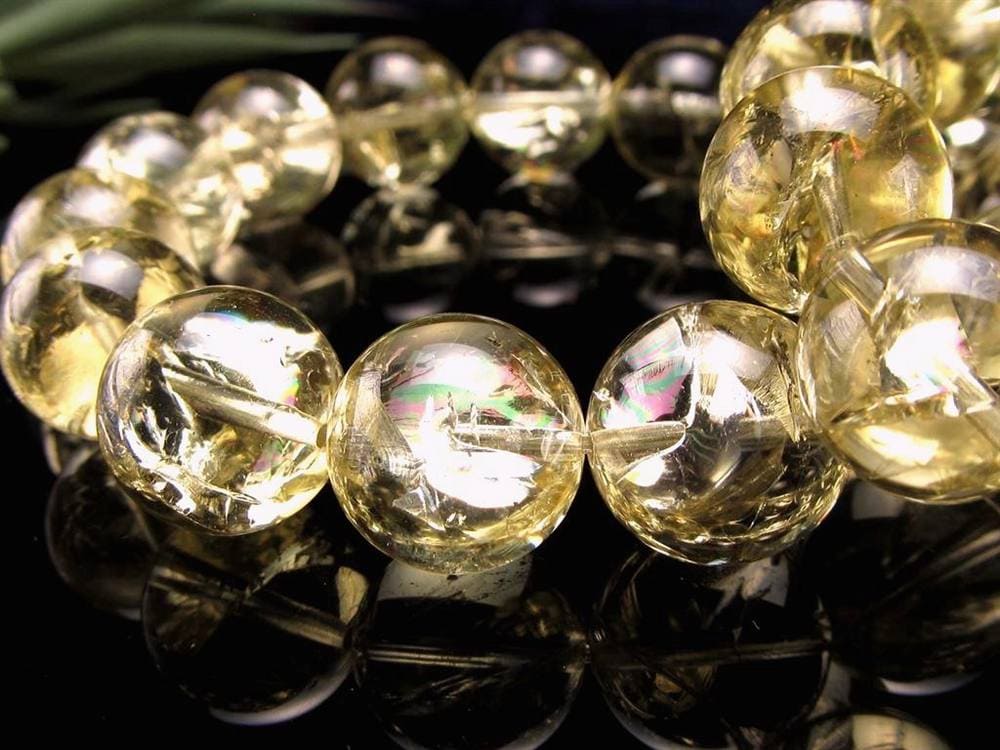 レモンクォーツ ブレスレット アイリス 黄水晶 虹入り