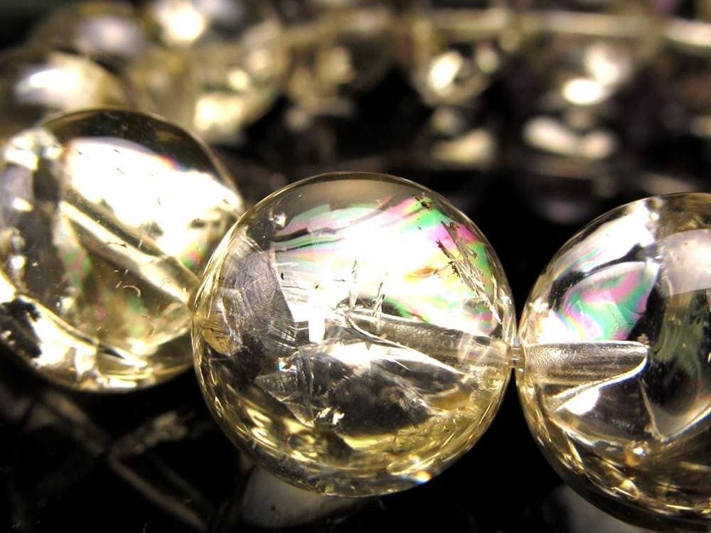 レモンクォーツ ブレスレット アイリス 黄水晶 虹入り