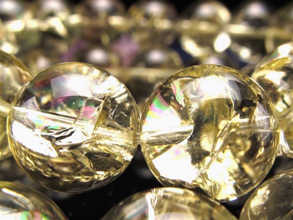 レモンクォーツ ブレスレット アイリス 黄水晶 虹入り