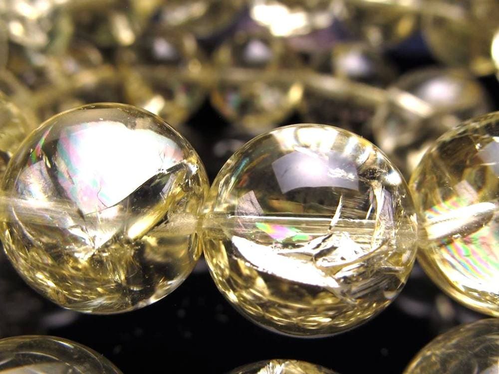 レモンクォーツ ブレスレット アイリス 黄水晶 虹入り
