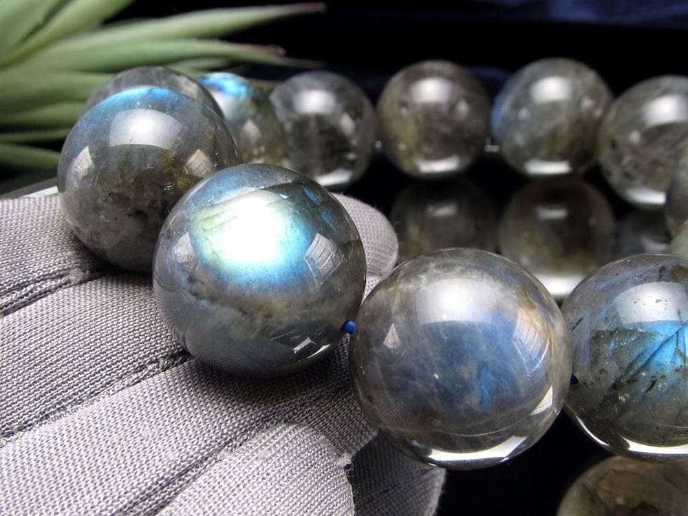 ラブラドライト 曹灰長石 ブレスレット シラー ラブラドレッセンス