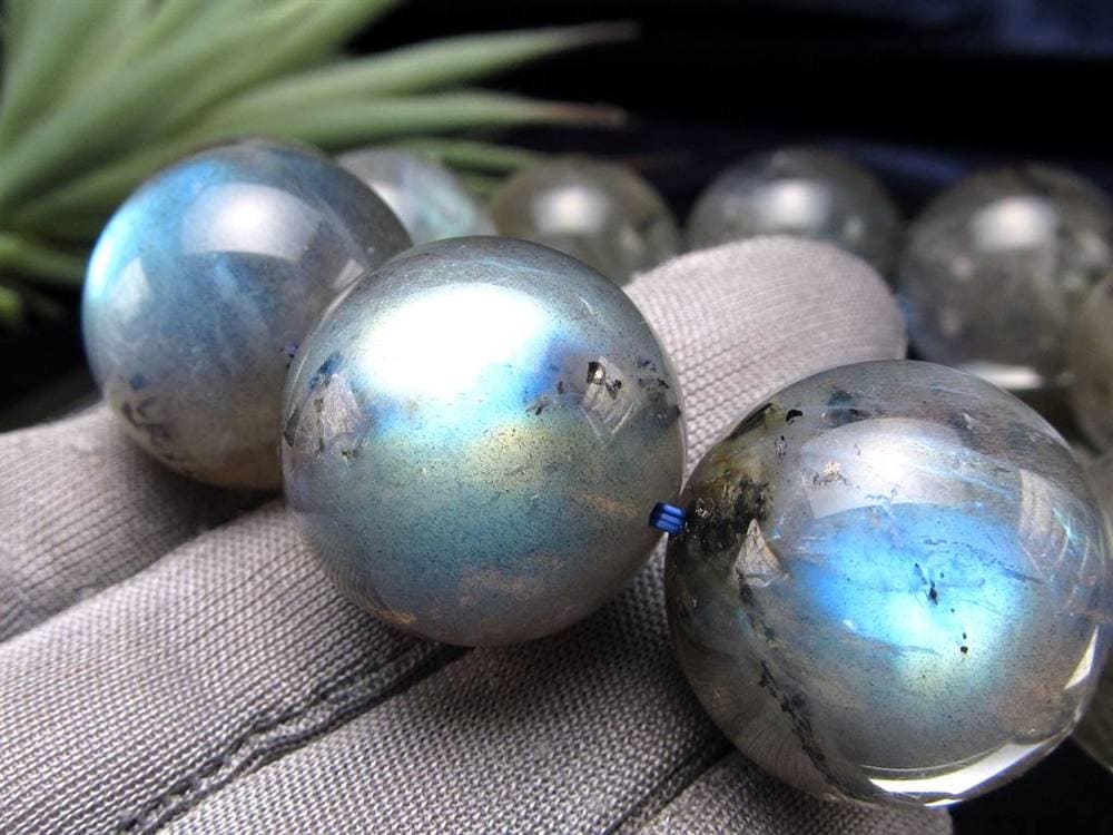 ラブラドライト 曹灰長石 ブレスレット シラー ラブラドレッセンス