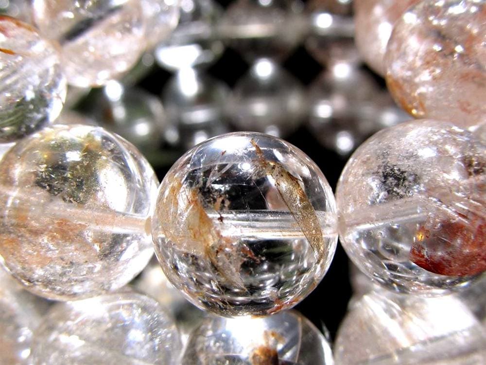 ライモナイトインクォーツ ブレスレット 褐鉄鉱 水晶 貫入