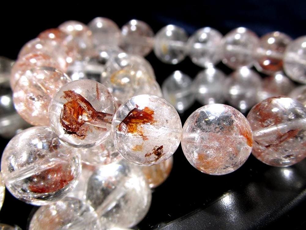 ライモナイトインクォーツ ブレスレット 褐鉄鉱 水晶 貫入
