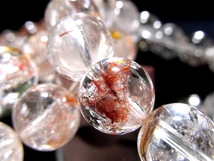 ライモナイトインクォーツ ブレスレット 褐鉄鉱 水晶 貫入