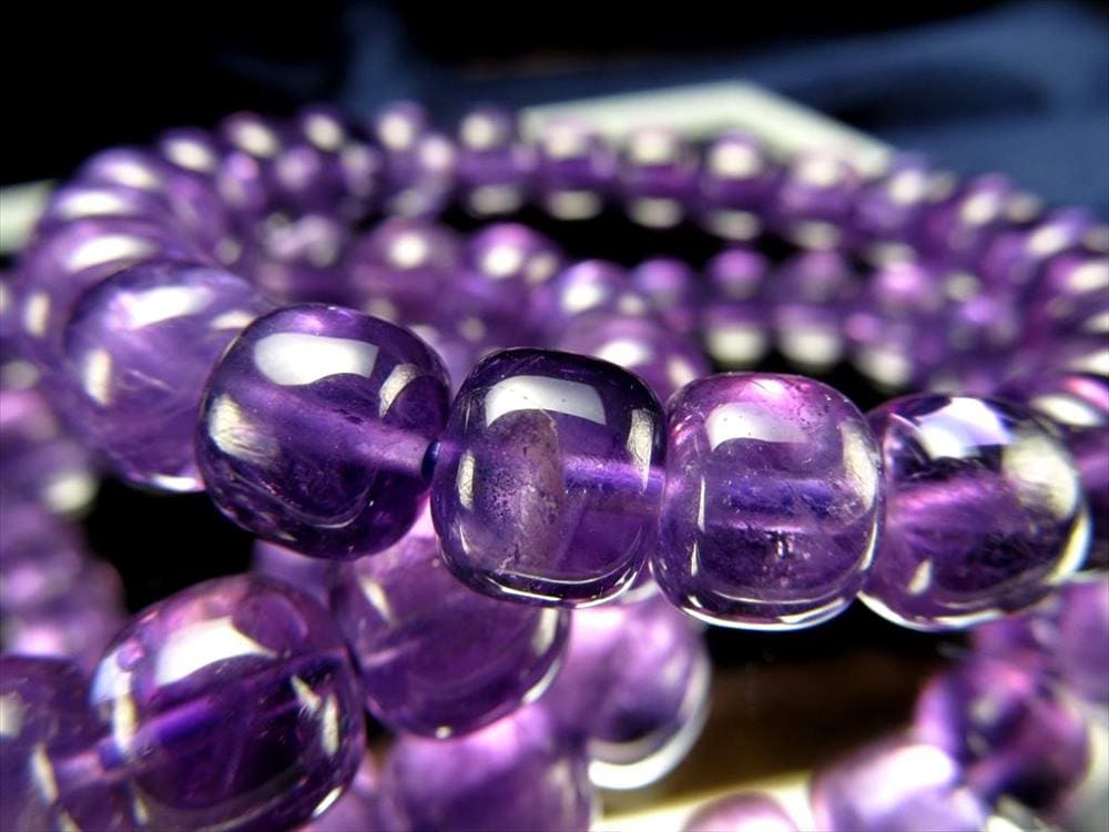 アメジスト 紫水晶 俵型 タンブル ブレスレット