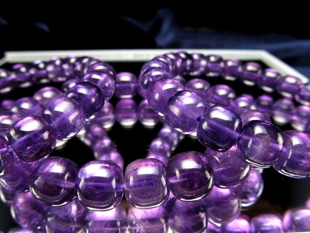 アメジスト 紫水晶 俵型 タンブル ブレスレット