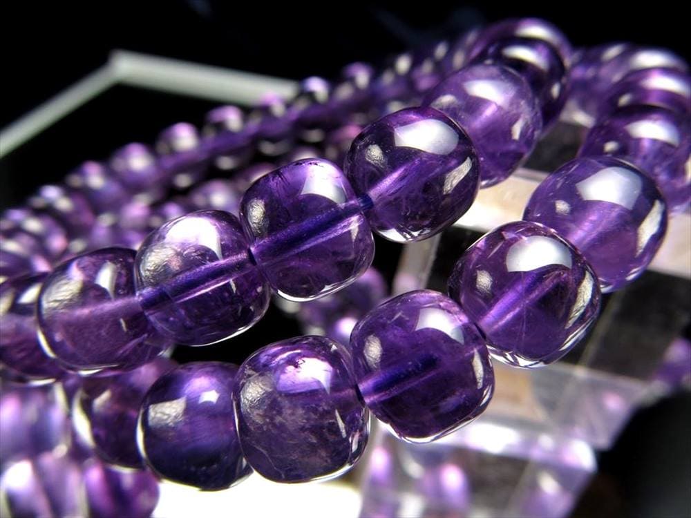 アメジスト 紫水晶 俵型 タンブル ブレスレット