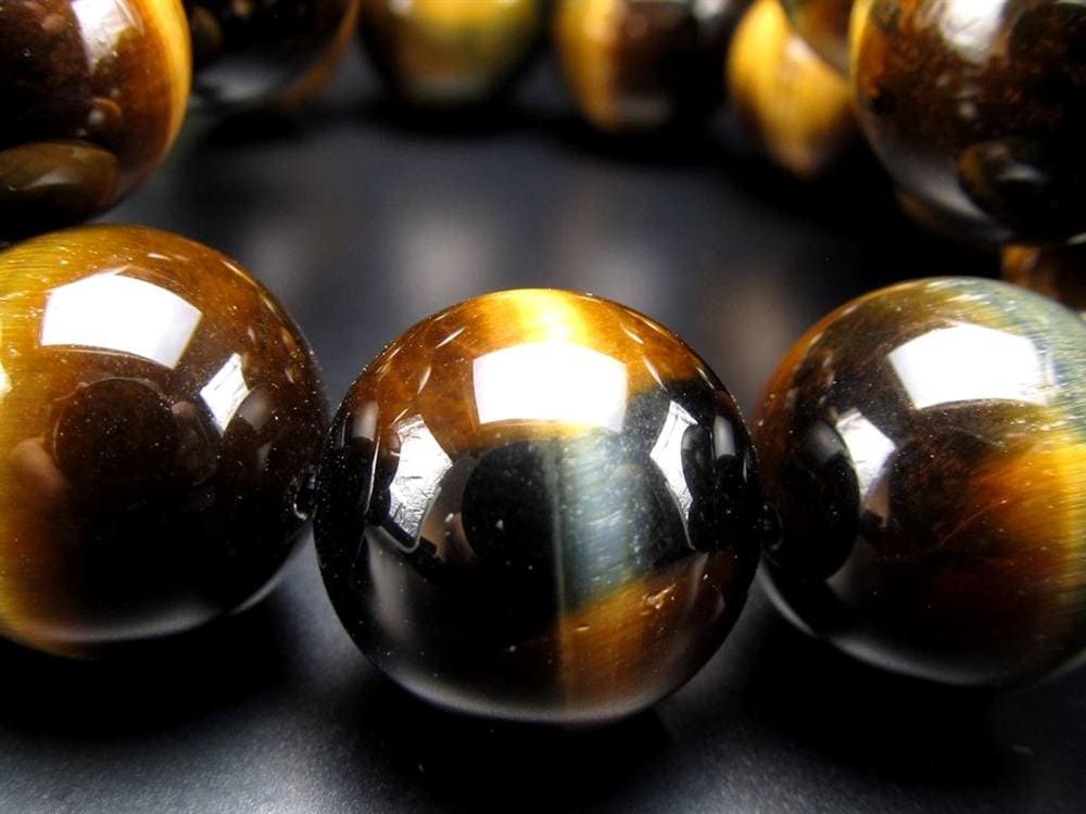 ツートンタイガーアイ 虎目石 ブレスレット ゴールデンタイガーアイ ブルータイガーアイ