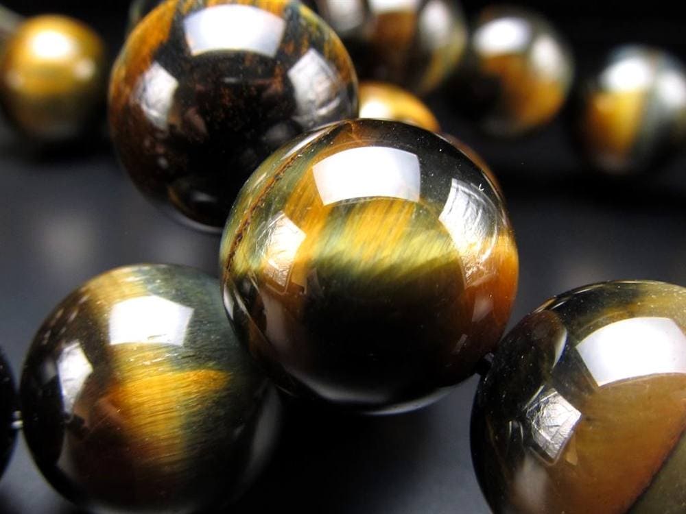 ツートンタイガーアイ 虎目石 ブレスレット ゴールデンタイガーアイ ブルータイガーアイ