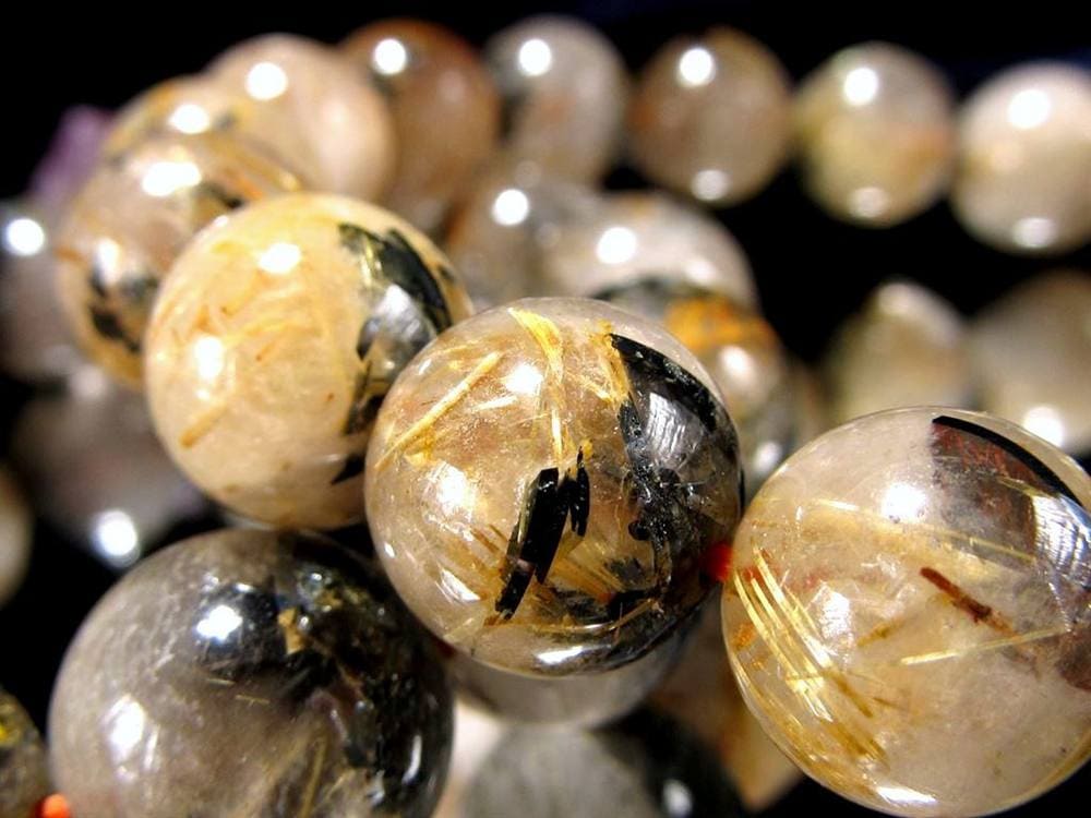 母岩ヘマタイト タイチン ブレスレット ゴールドルチルクォーツ パワーストーン