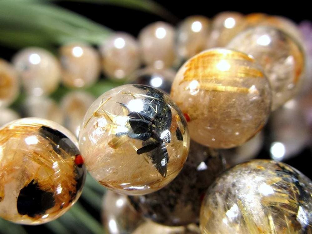 母岩ヘマタイト タイチン ブレスレット ゴールドルチルクォーツ パワーストーン