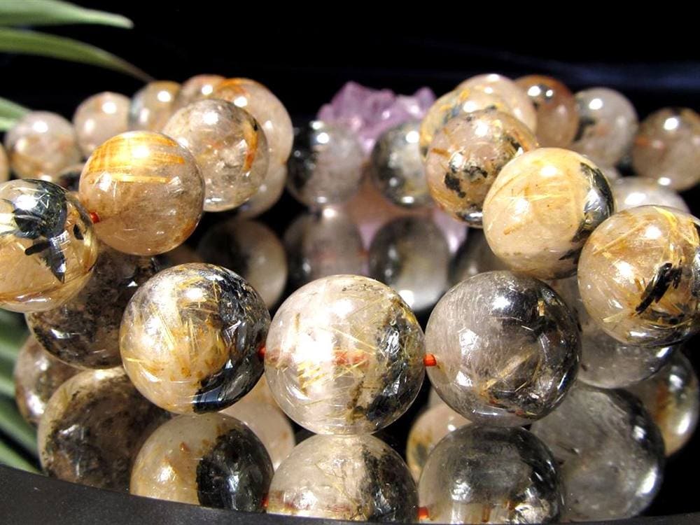 母岩ヘマタイト タイチン ブレスレット ゴールドルチルクォーツ パワーストーン