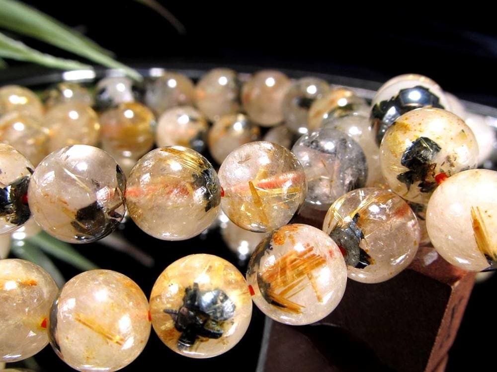 母岩ヘマタイト タイチン ブレスレット ゴールドルチルクォーツ パワーストーン