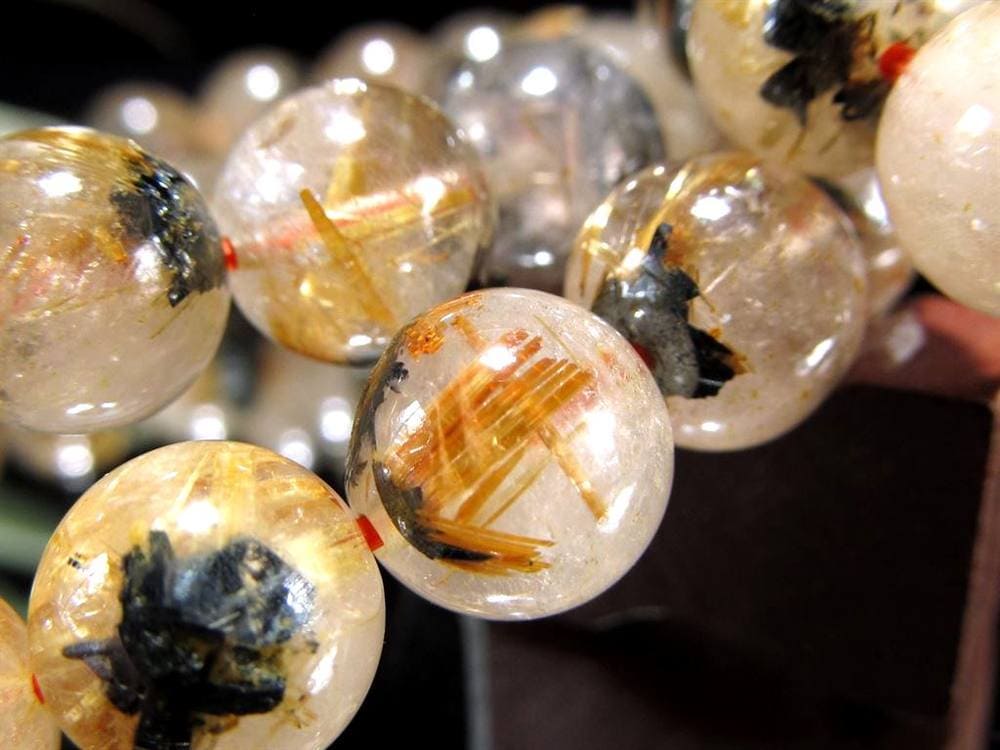 母岩ヘマタイト タイチン ブレスレット ゴールドルチルクォーツ パワーストーン