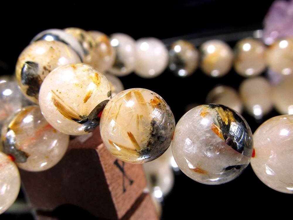 母岩ヘマタイト タイチン ブレスレット ゴールドルチルクォーツ パワーストーン