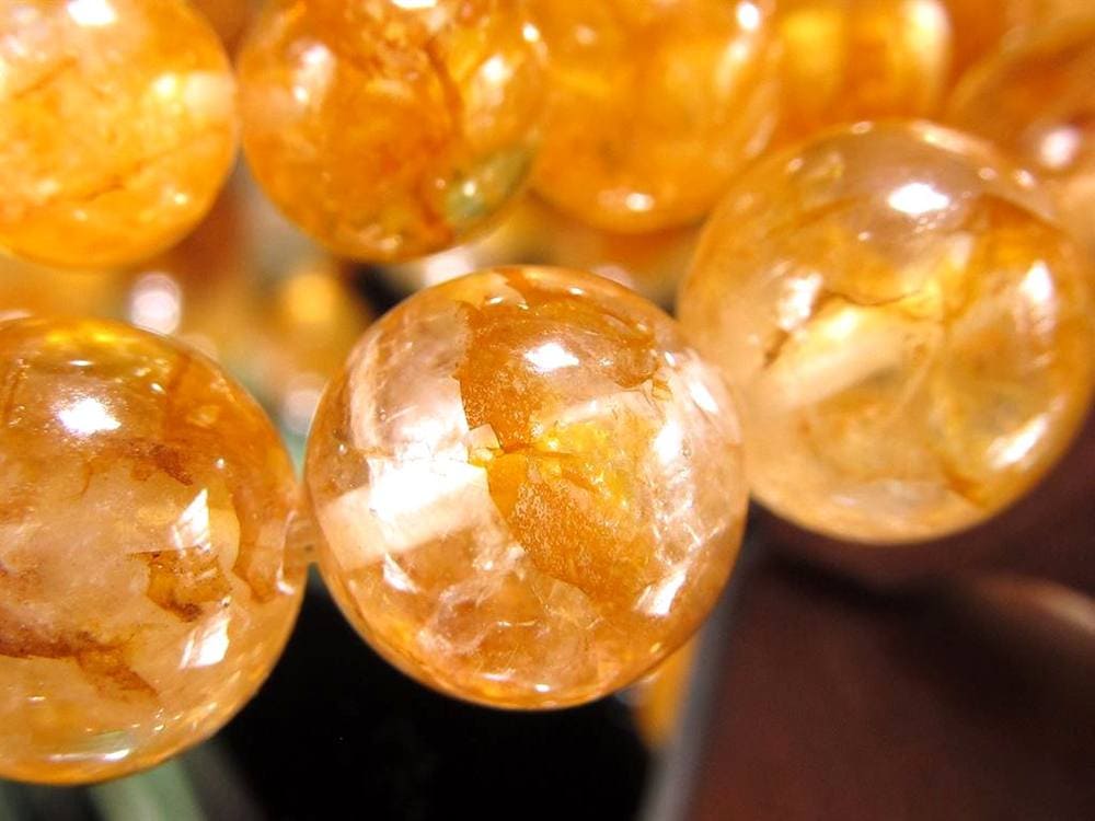 ゴールデンライモナイトインクォーツ 褐鉄鉱入り水晶 ブレスレット マダガスカル産 ライモナイトインクォーツ