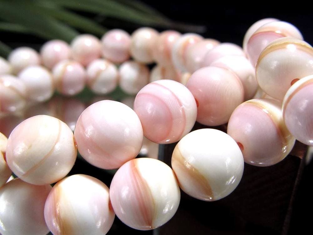 ピーチシェル クイーンコンクシェル ブレスレット コンクパール ピンクガイ