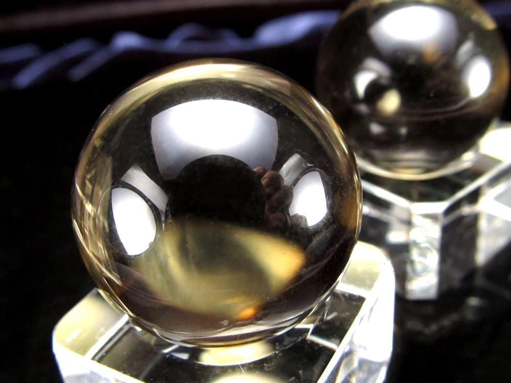 レモンクォーツ 硫黄水晶 丸玉 スフィア 置物