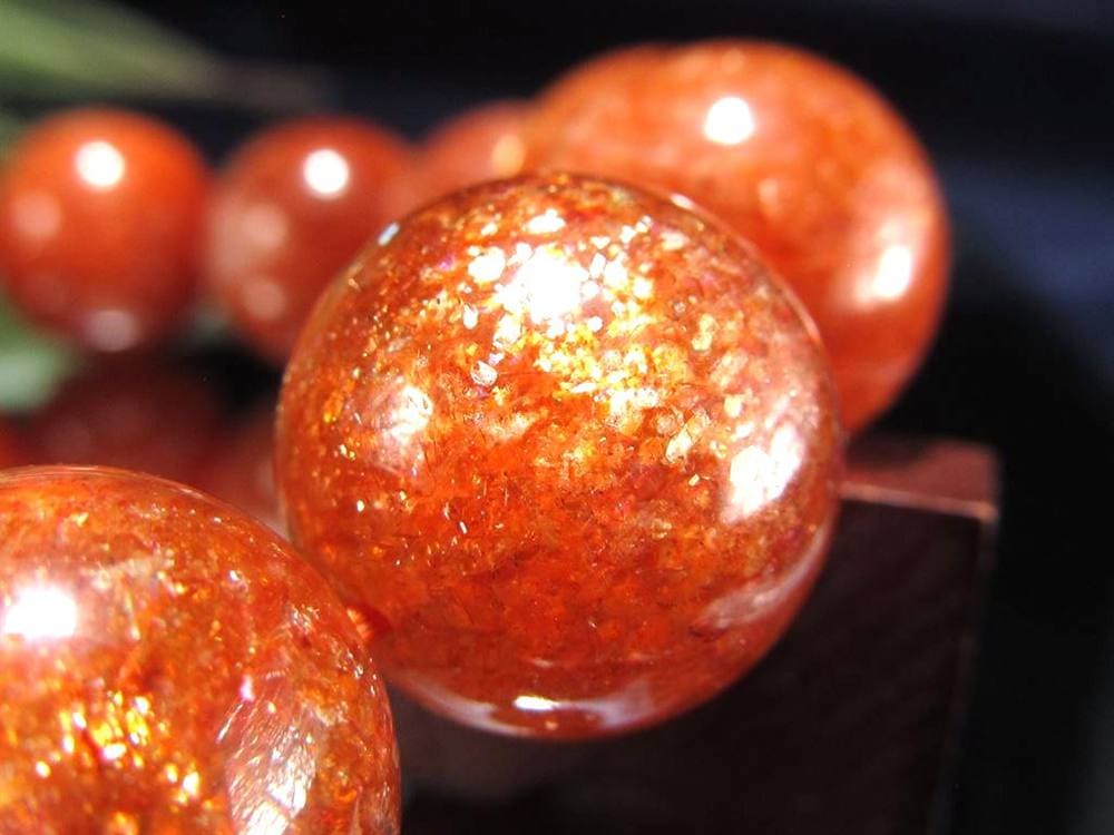 サンストーン 日長石 ブレスレット ヘリオライト アベンチュリンフェルドスパー