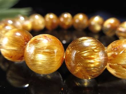キャッツアイ効果 金針水晶 ゴールドタイチンルチルクォーツ ゴールドルチルクォーツ ブレスレット