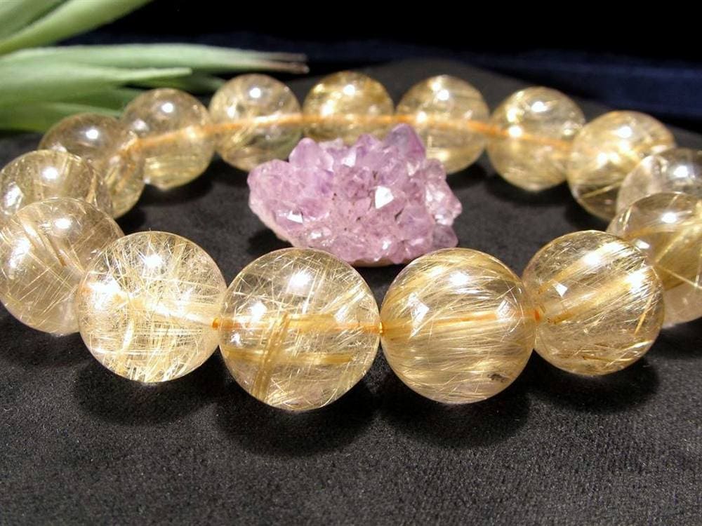 ゴールドルチルクォーツ ブレスレット ルチレイテッドクォーツ 金針水晶 パワーストーン