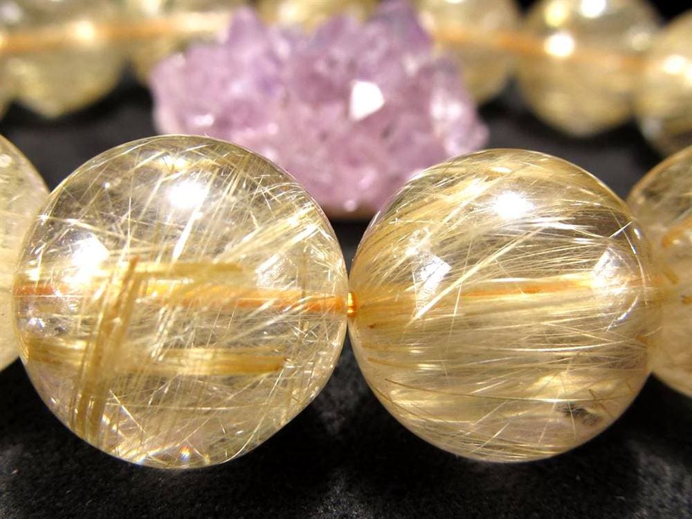 ゴールドルチルクォーツ ブレスレット ルチレイテッドクォーツ 金針水晶 パワーストーン