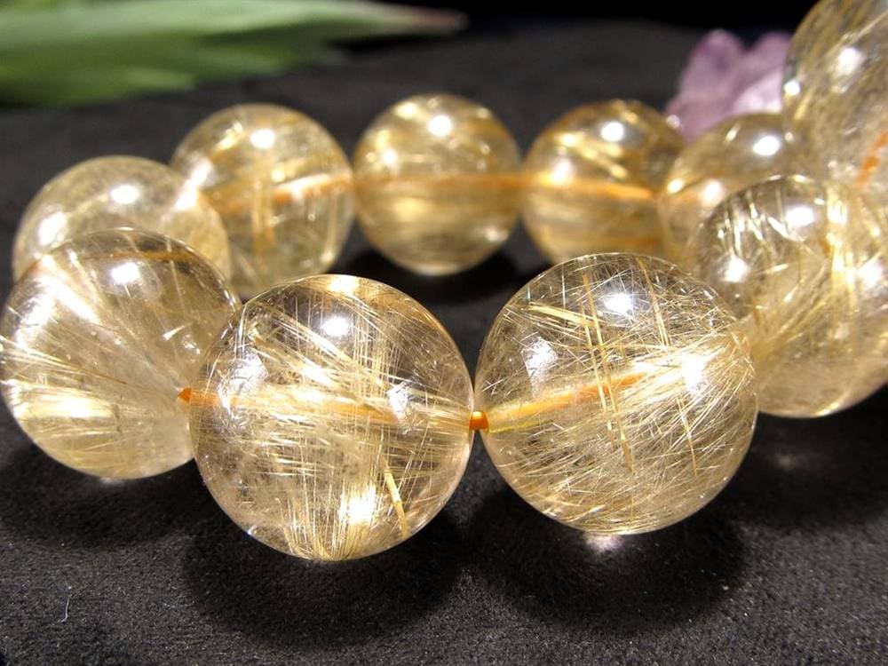 ゴールドルチルクォーツ ブレスレット ルチレイテッドクォーツ 金針水晶 パワーストーン