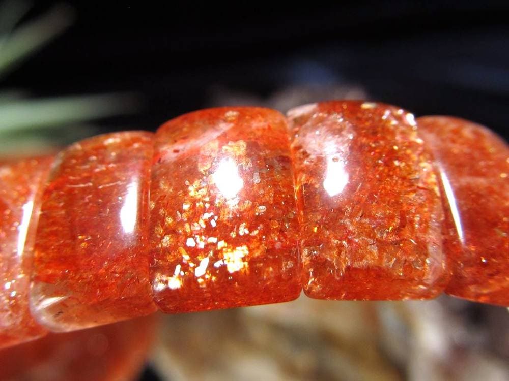 サンストーン バングル 日長石 ブレスレット ヘリオライト アベンチュリンフェルドスパー レクタングル